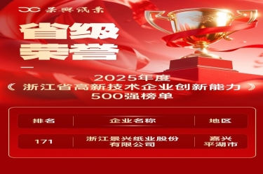 省级荣誉+1！bwin必赢亚洲官方网站纸业上榜浙江省高新企业创新能力500强